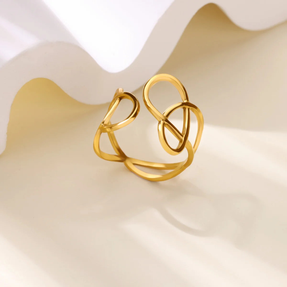 Punk Hollow Irregular Open Rings for Women Stainless Steel Finger Ring 2025