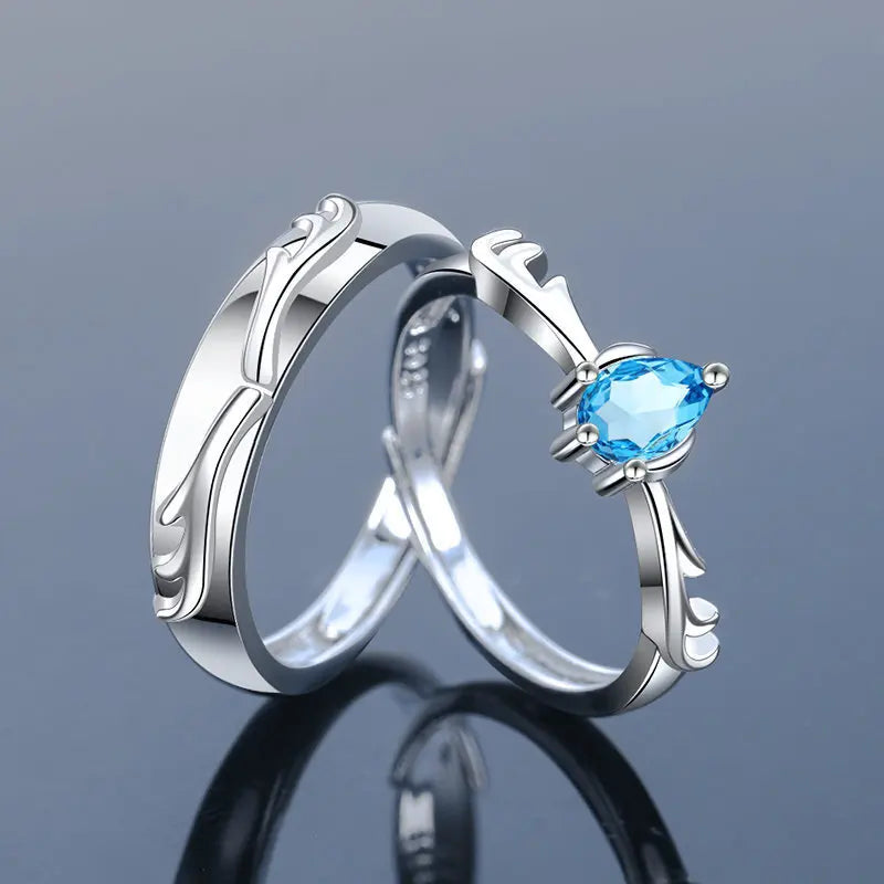 2Pcs 925 Sterling Silver Couples Ring Sets Light Polishing Simple Ring for Woman Man Classic Wedding Fine Jewelry Circle