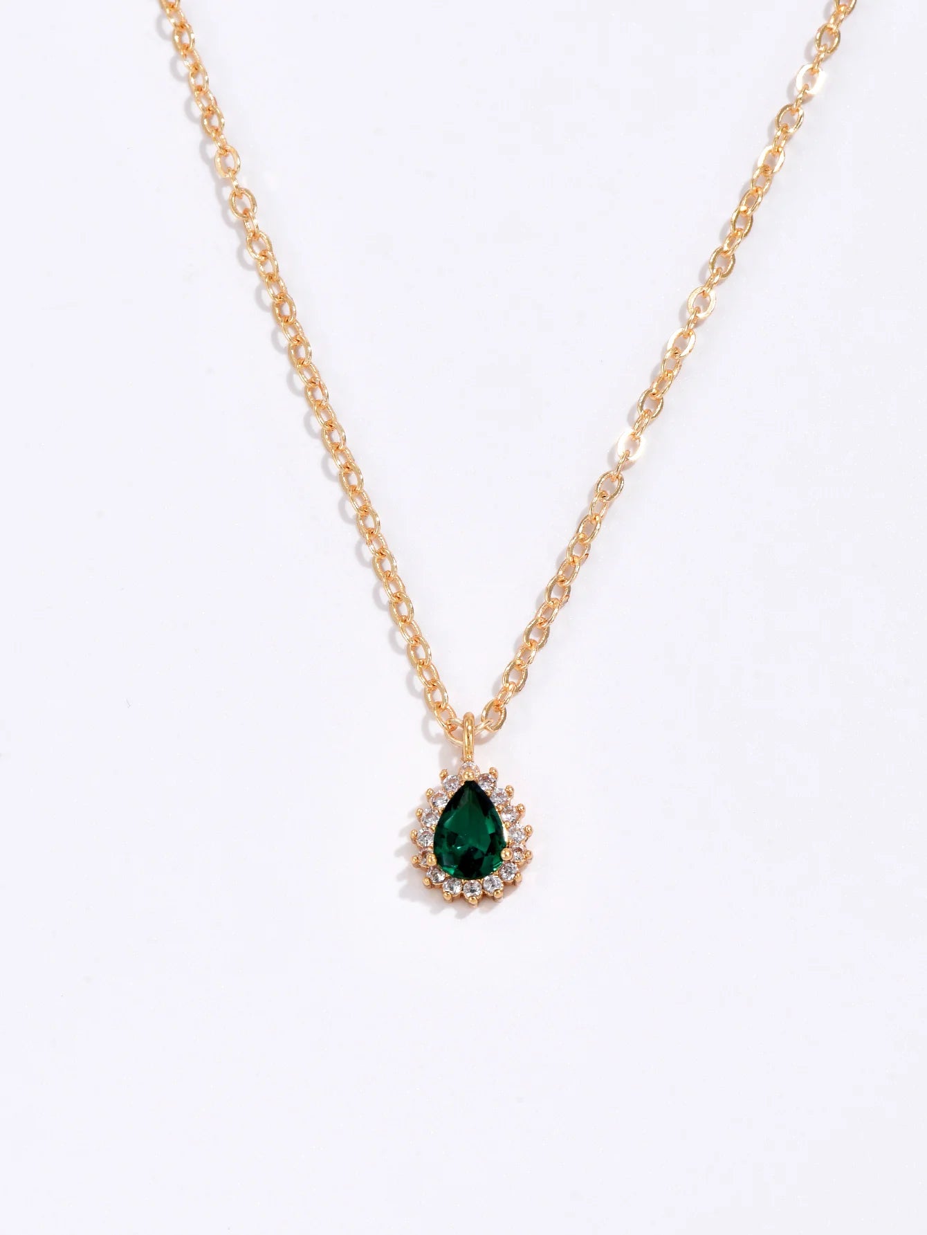 Trendy New Zircon Inlaid Water Drop Pendant Chain Necklaces