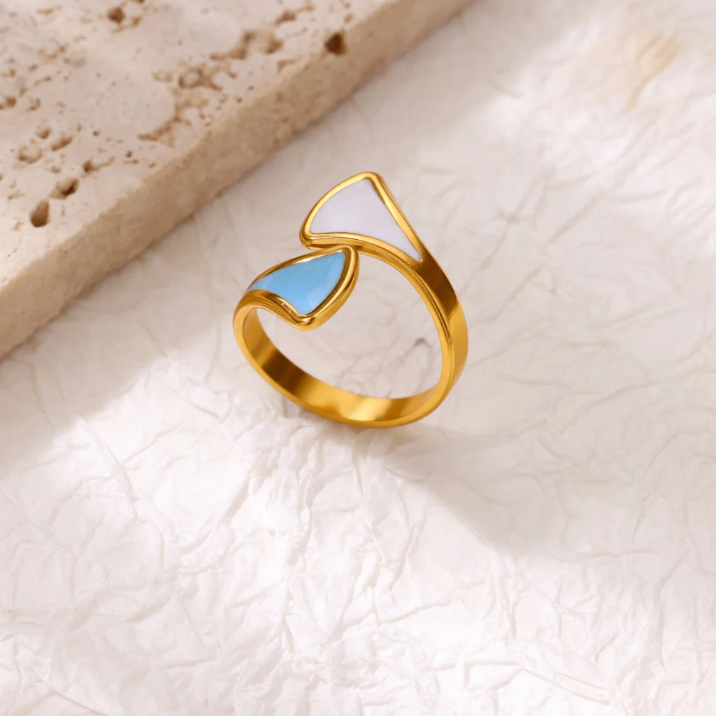 Oil Dripping Luxury Ginkgo Leaves Ring for Women Stainless Steel Ring 2025 Trend