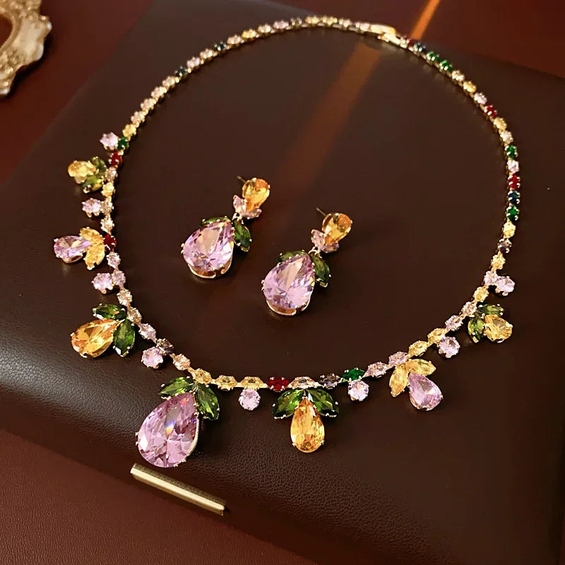 Fashion Evening Dress Jewelry Set for Women Wedding Color Zircon