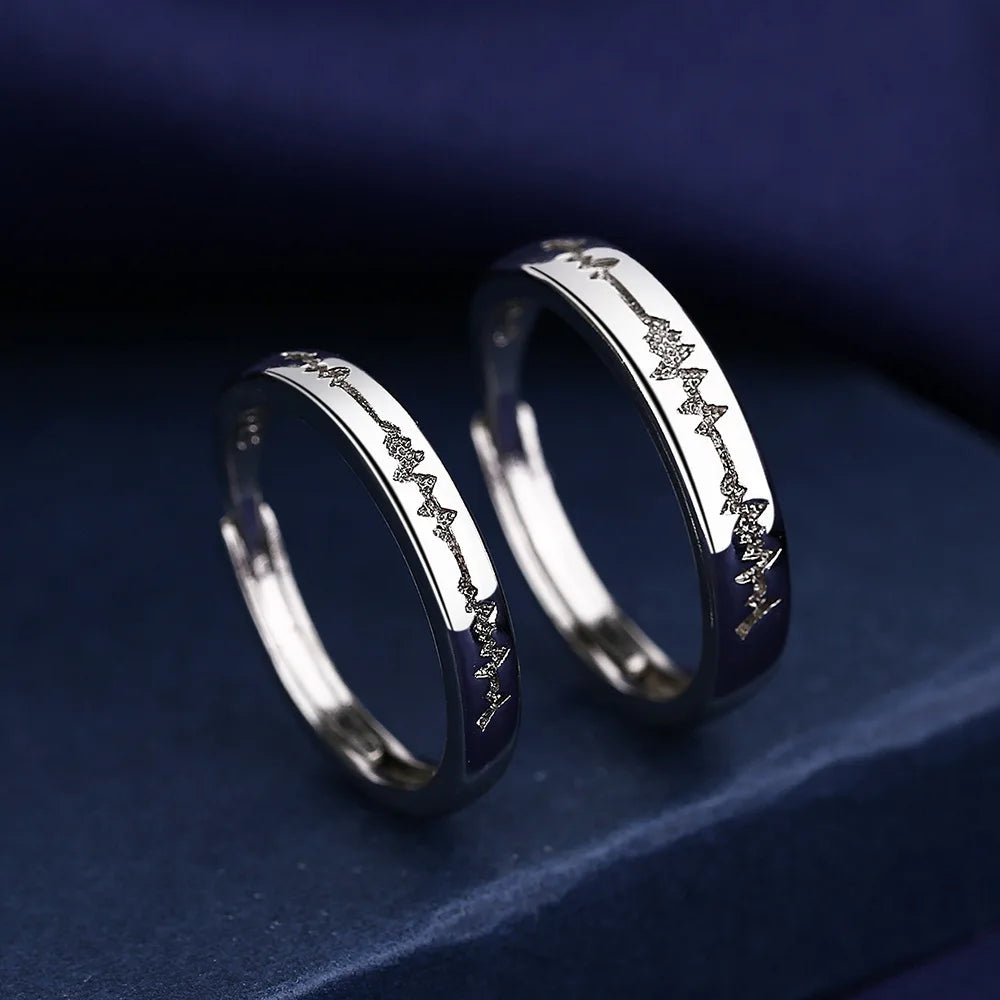 2Pcs 925 Sterling Silver Couples Ring Sets Light Polishing Simple Ring for Woman Man Classic Wedding Fine Jewelry Circle