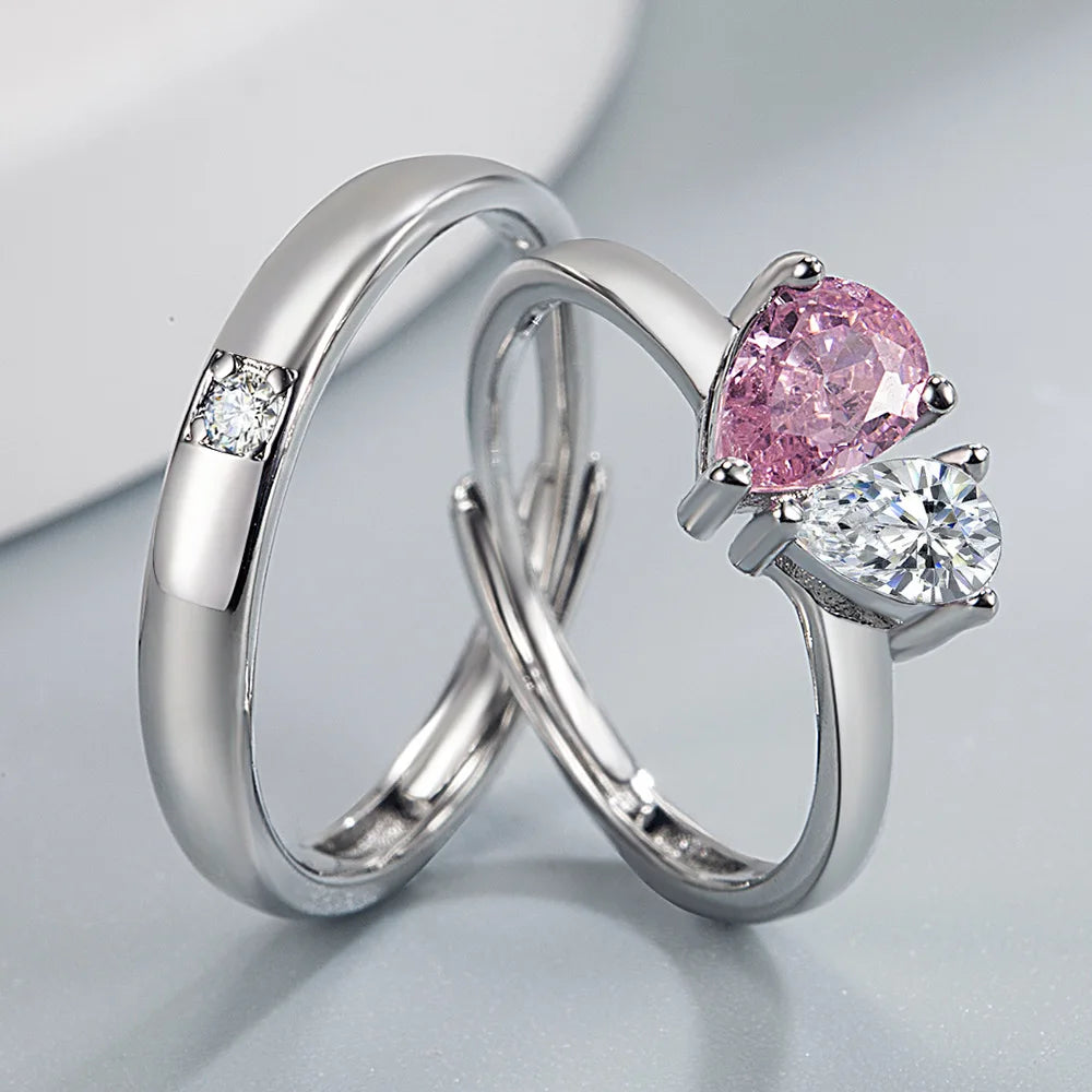 2Pcs 925 Sterling Silver Couples Ring Sets Light Polishing Simple Ring for Woman Man Classic Wedding Fine Jewelry Circle