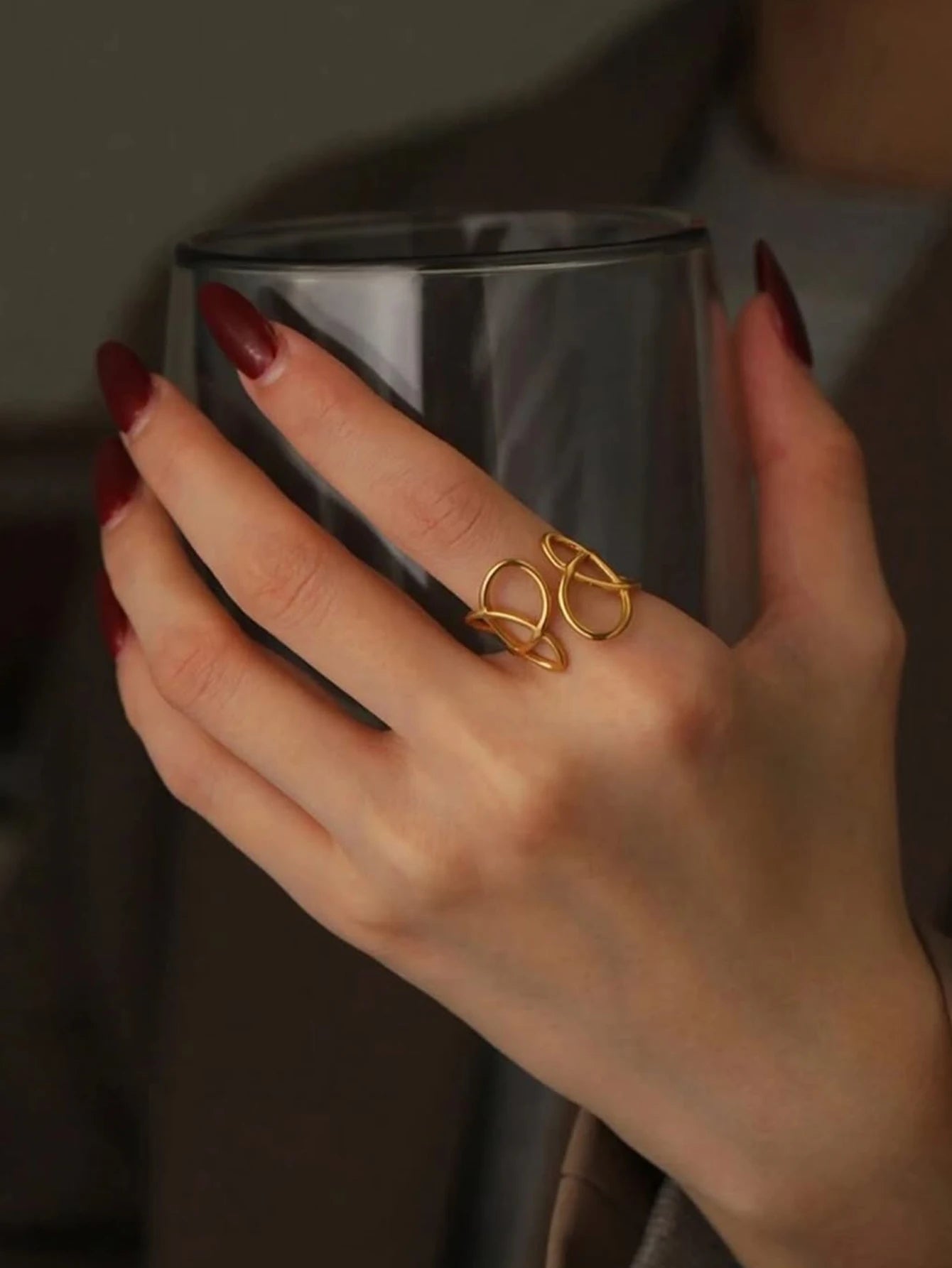 Punk Hollow Irregular Open Rings for Women Stainless Steel Finger Ring 2025