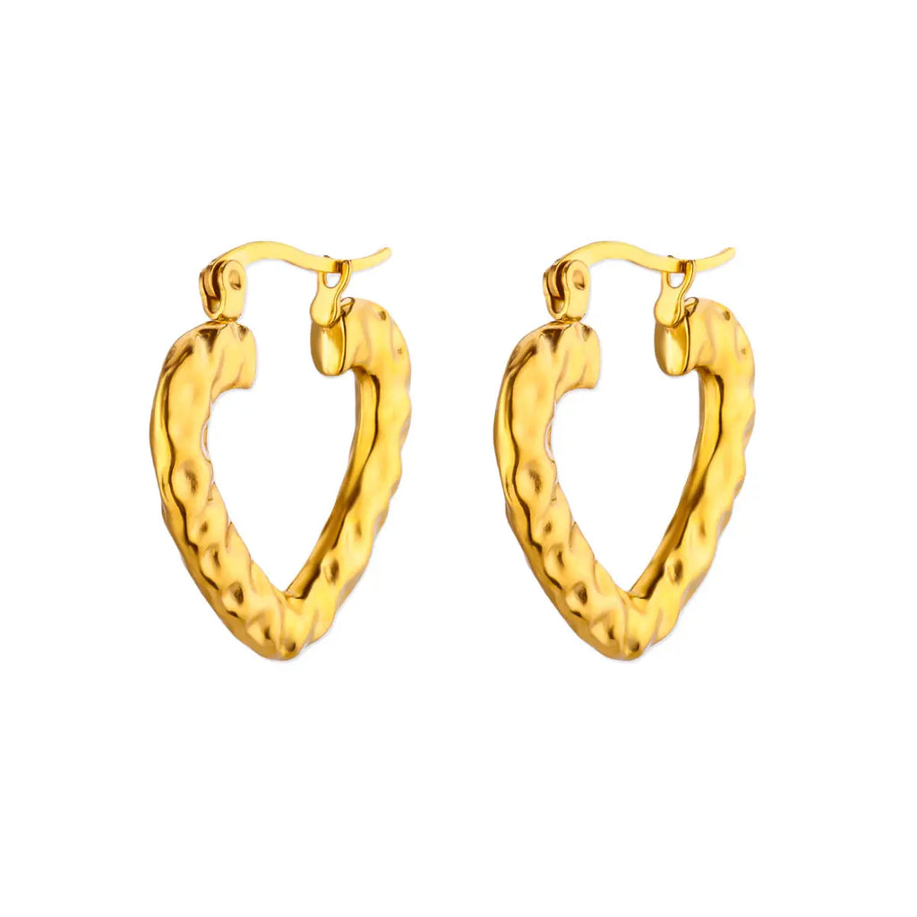 Luxury Heart Hoop Earrings For Women Stainless Steel