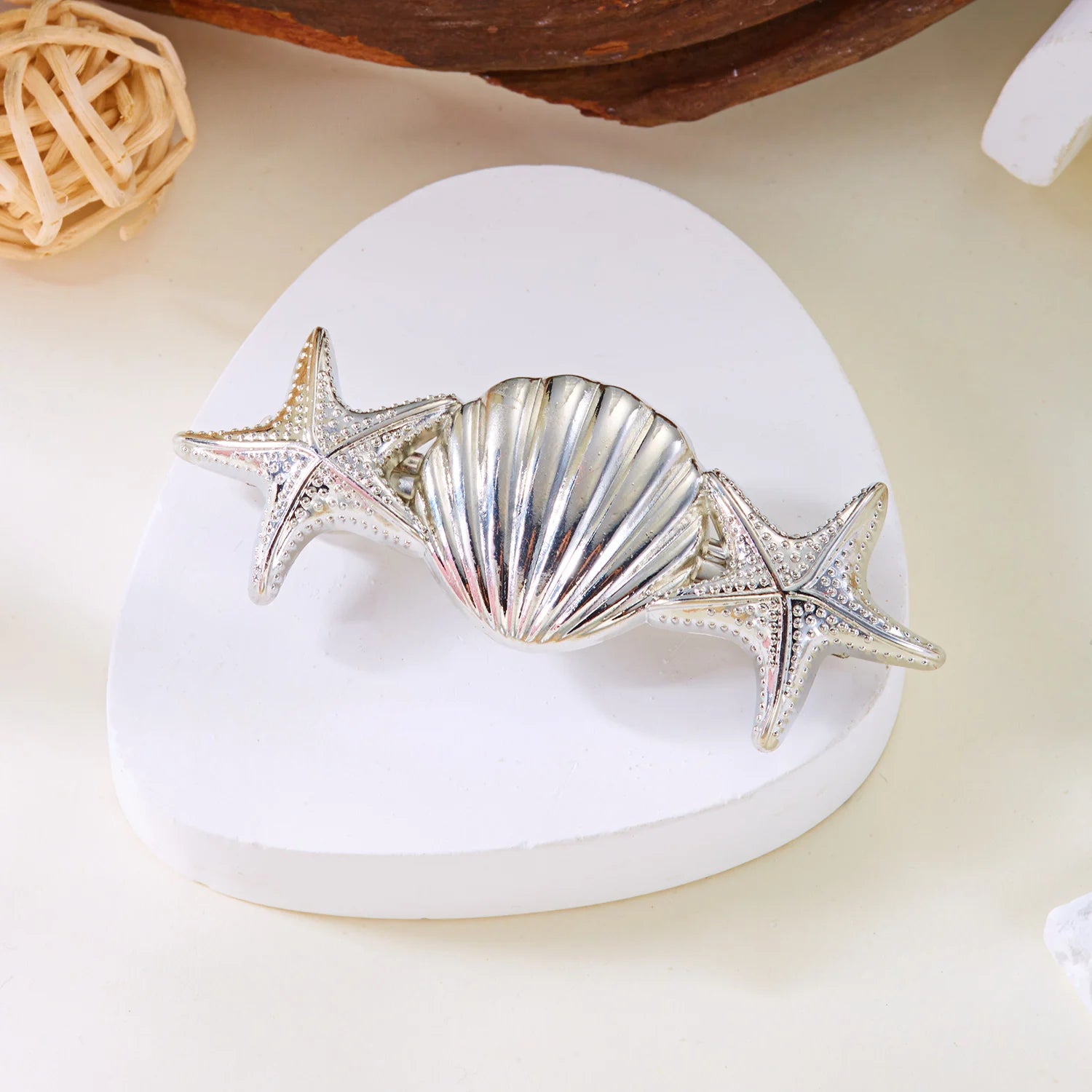 Ocean Style Gold Color Starfish Shell Conch Hair Clips For Women