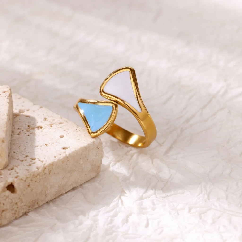 Oil Dripping Luxury Ginkgo Leaves Ring for Women Stainless Steel Ring 2025 Trend