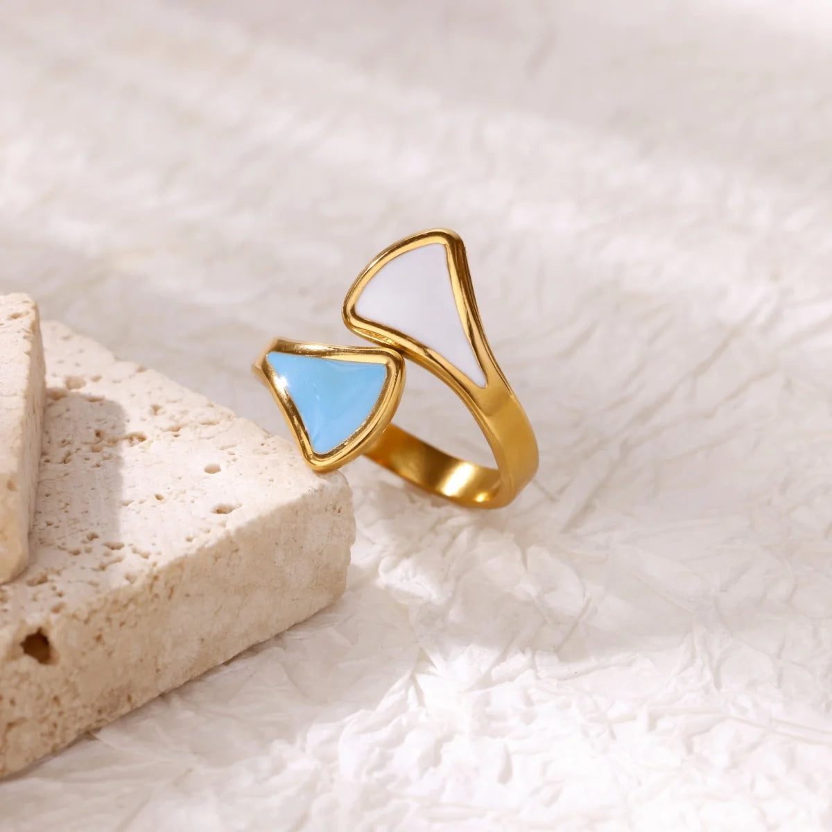 Oil Dripping Luxury Ginkgo Leaves Ring for Women Stainless Steel Ring 2025 Trend