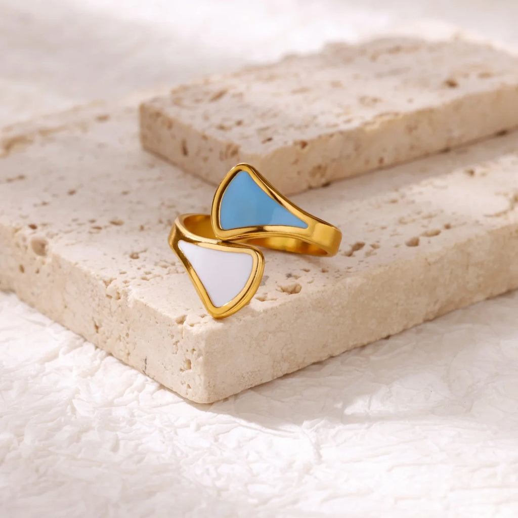 Oil Dripping Luxury Ginkgo Leaves Ring for Women Stainless Steel Ring 2025 Trend