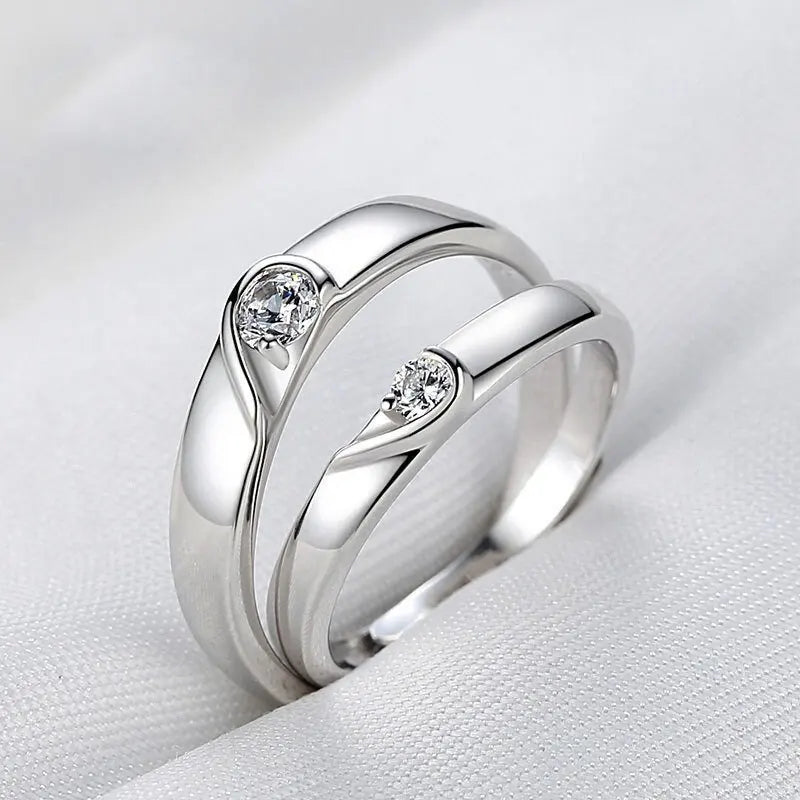2Pcs 925 Sterling Silver Couples Ring Sets Light Polishing Simple Ring for Woman Man Classic Wedding Fine Jewelry Circle