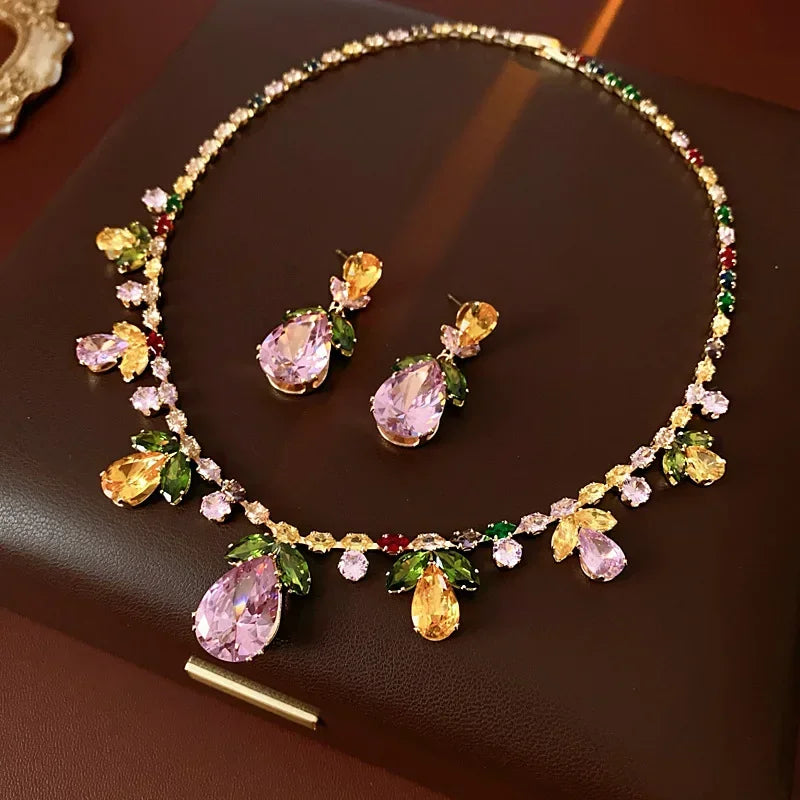 Fashion Evening Dress Jewelry Set for Women Wedding Color Zircon