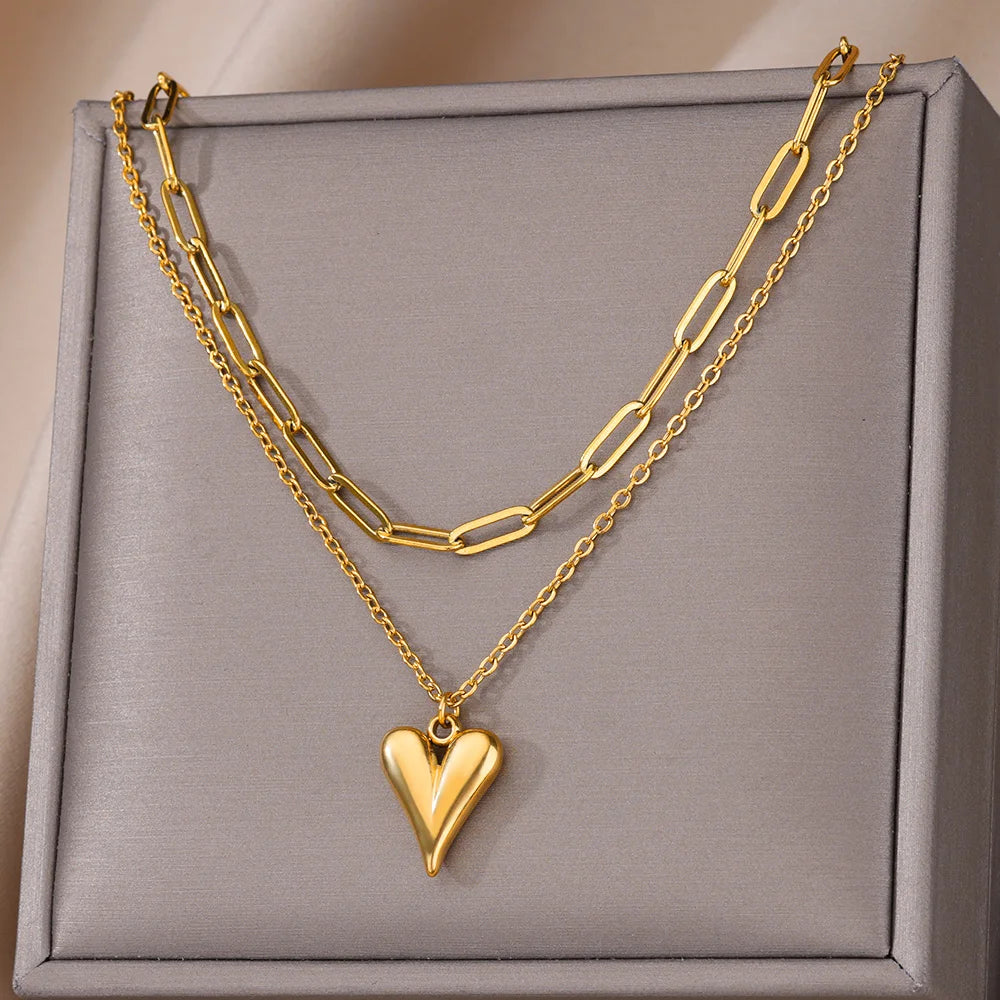 malk Necklace for Women Girls 316L Stainless Steel Choker Necklaces Aesthetic Handmade Jewelry Accessories Free Gifts