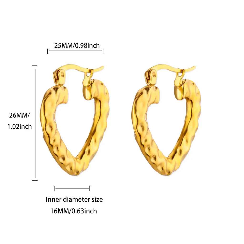 Luxury Heart Hoop Earrings For Women Stainless Steel