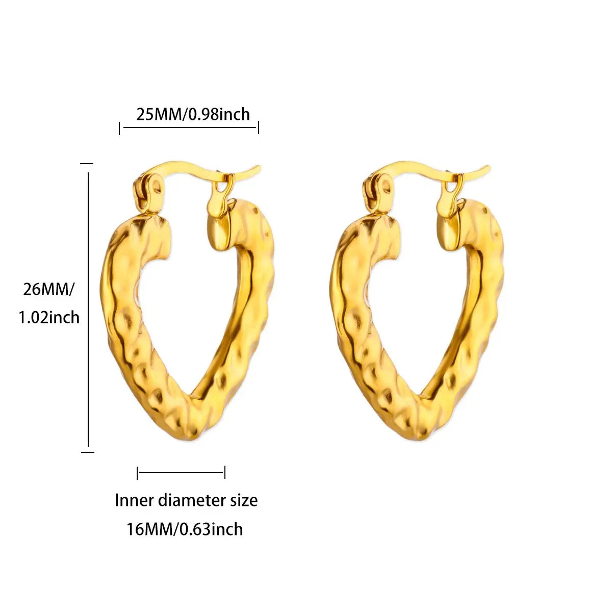 Luxury Heart Hoop Earrings For Women Stainless Steel