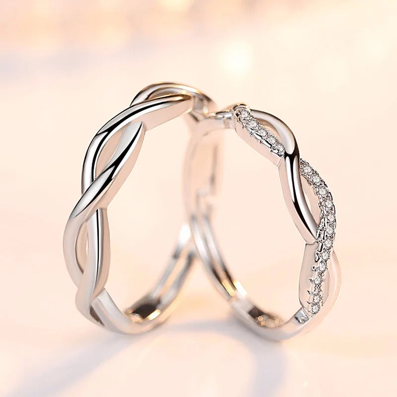 2Pcs 925 Sterling Silver Couples Ring Sets Light Polishing Simple Ring for Woman Man Classic Wedding Fine Jewelry Circle