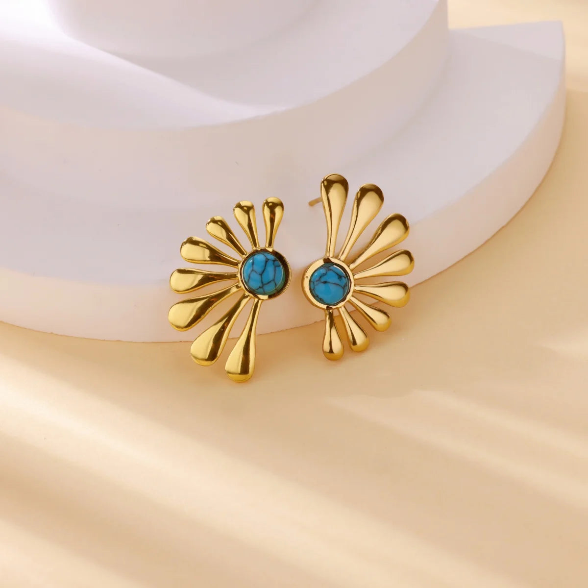 Luxury Blue Wings Sun Stud Earrings