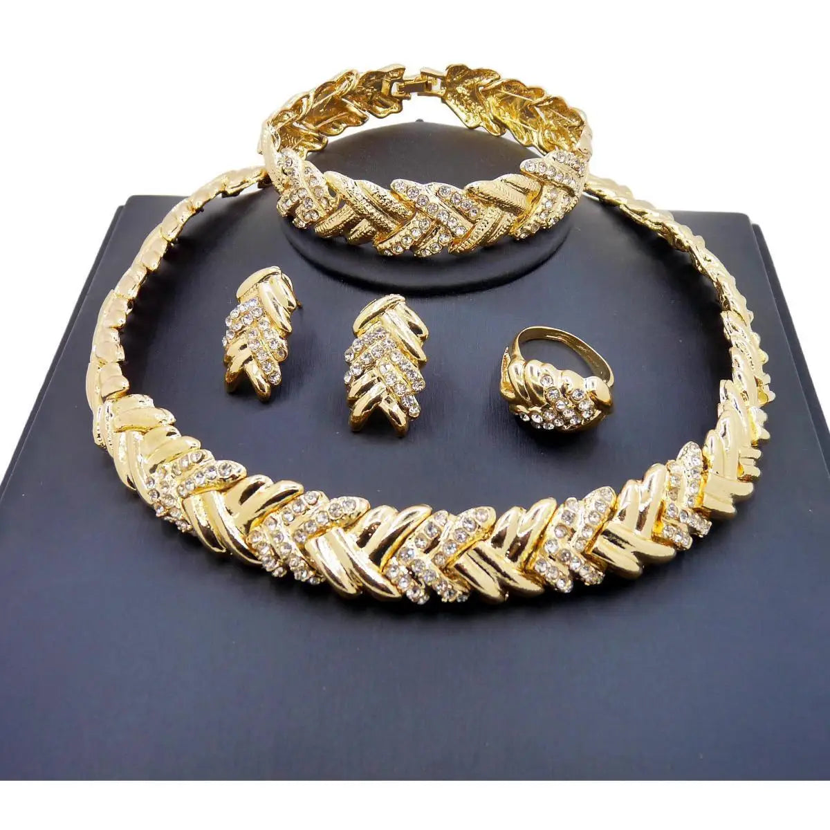 ewelry for Women Fashion Crystal Jewelry Set 18k Gold Plated
