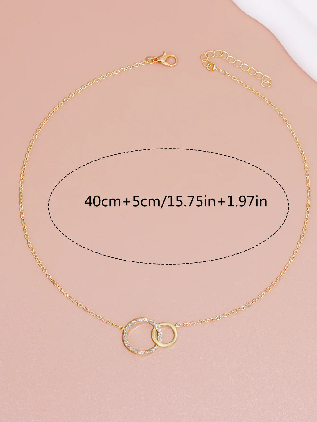 Thin Chain Minimalist Dainty Double Circle Pendant Necklace on The Neck Jewelry