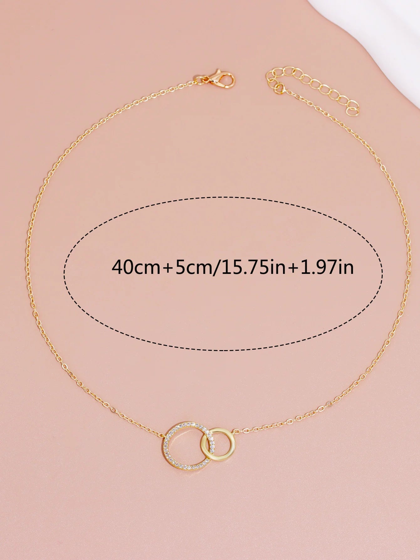 Thin Chain Minimalist Dainty Double Circle Pendant Necklace on The Neck Jewelry