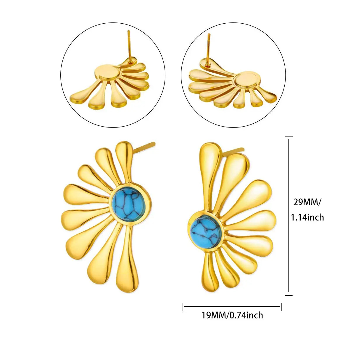 Luxury Blue Wings Sun Stud Earrings